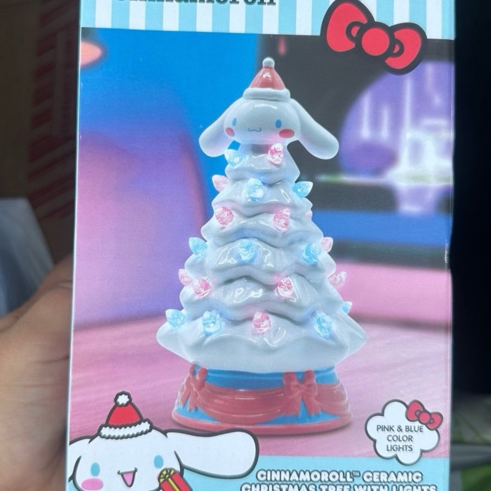 Sanrio Cinnamoroll Ceramic Christmas Tree with Pink and Blue Lights